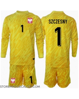 Polonia Wojciech Szczesny #1 Portiere Maglia Gara Casa Repliche Europei 2024 Bambino Maniche Lunghe